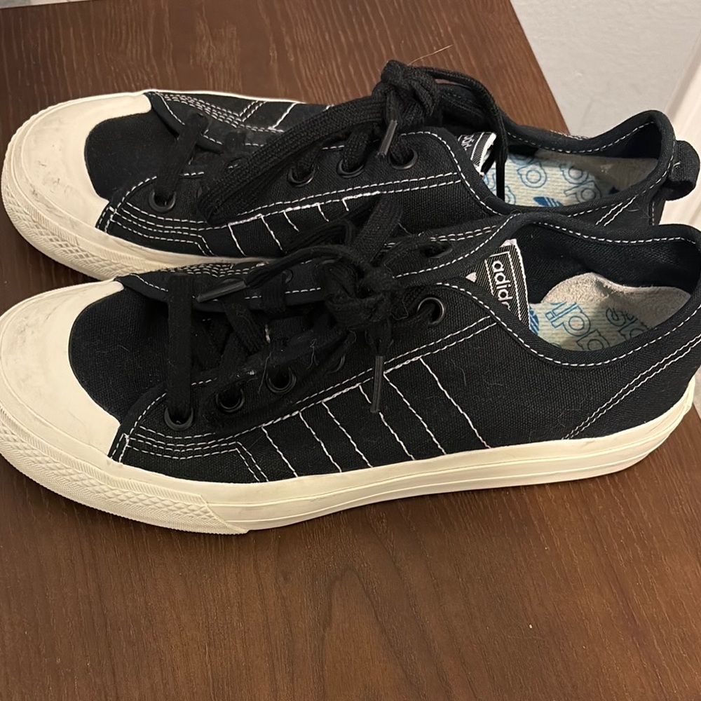 Adidas Black and White Canvas Sneakers